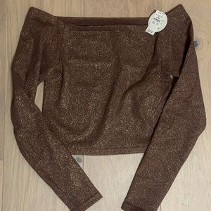 BNWTBrown Sparkly Off-Shoulder Top